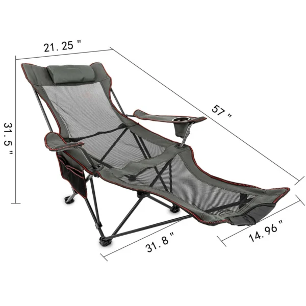 VEVOR Outdoor Folding Camp Chair Backrest With Footrest Portable Bed Nap Chair For Camping Fishing Foldable Beach Lounge Chair - Image 6