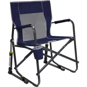 Outdoor Freestyle Rocker Camping Chair | Portable Folding Rocking Chair with Solid, Durable Armrests, Drink Holder & Backrest
