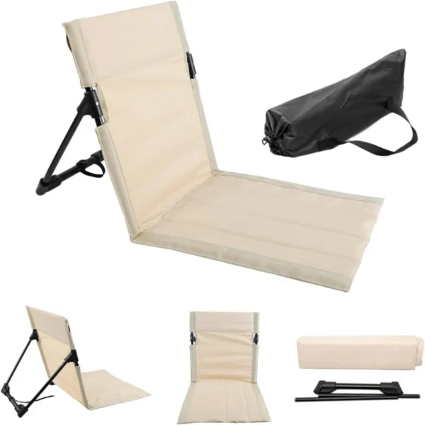 Foldable Camping Chair Metal Outdoor Garden Park Single Lazy Backrest Cushion Beach Park Portable Chair Lazy Lawn Cushion - Image 3