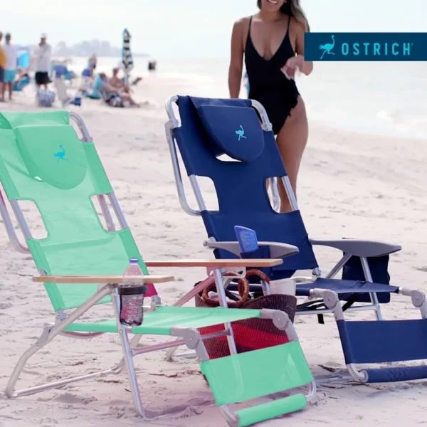 Deluxe 3 in 1 Beach Chair with Face Opening,Reclining Lounger for Tanning - Face Hole for Reading on Stomach - Padded Footrest - Image 5